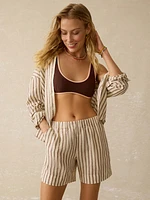 Laguna Linen Bayview Short - Cocoa Grove Stripe