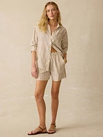 Laguna Linen Bayview Short - Cocoa Grove Stripe