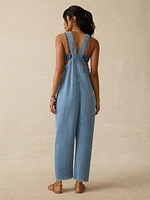 Dune Cotton Gauze Dawson Jumpsuit - Light Indigo Wash