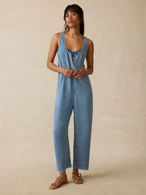Dune Cotton Gauze Dawson Jumpsuit - Light Indigo Wash