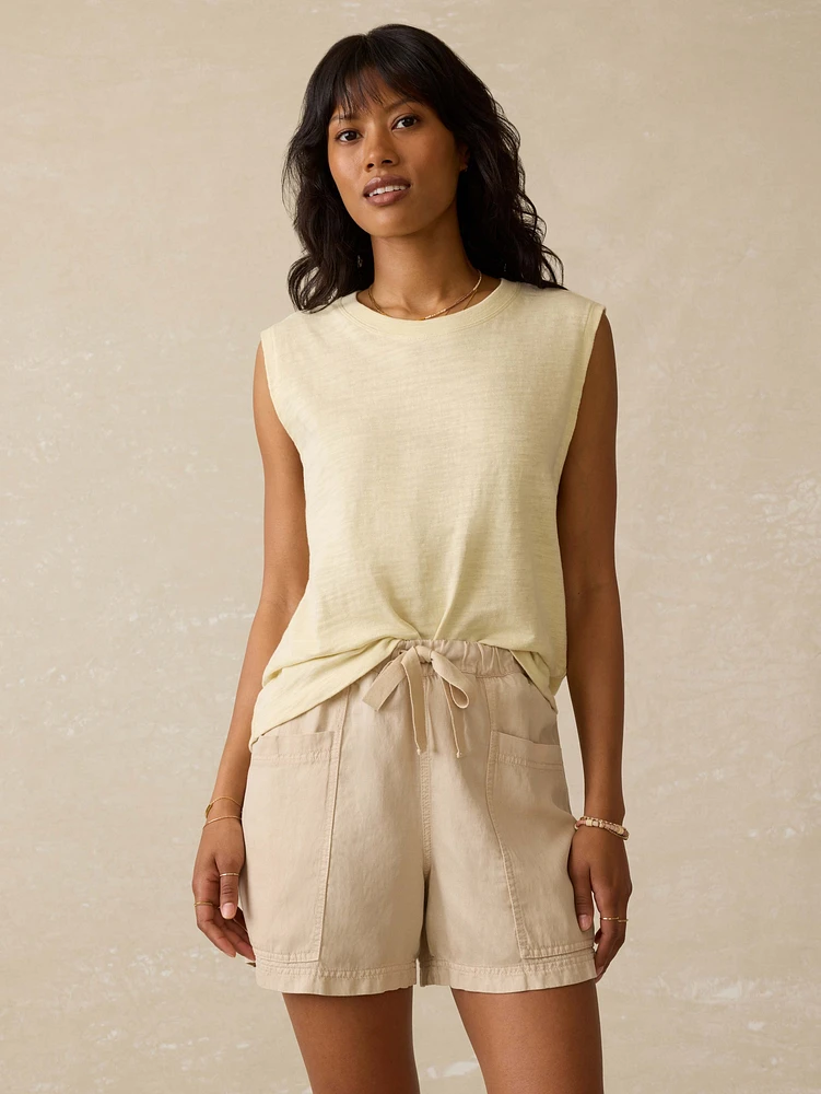 Sunwashed Slub Muscle Tank - Lemon Sorbet