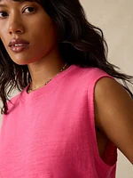 Sunwashed Slub Muscle Tank - Pink Flambe