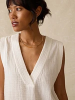 Dune Cotton Gauze Sleeveless Popover - White