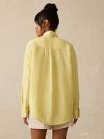 Laguna Linen Relaxed Shirt - Golden Kiwi Lucy Stripe