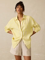 Laguna Linen Relaxed Shirt - Golden Kiwi Lucy Stripe