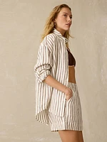 Laguna Linen Relaxed Shirt - Cocoa Grove Stripe