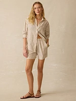 Laguna Linen Relaxed Shirt - Cocoa Grove Stripe