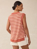 Miramar Linen Sweater Tank - Sandstone Stripe