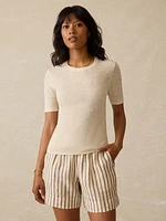 Miramar Linen Mini Rib Tee - Summer Sand