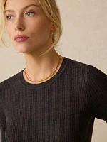 Miramar Linen Mini Rib Tee - Washed Black