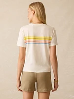 Sunwashed Regenerative Cotton Essential Tee - Summer Sunrise Stripe