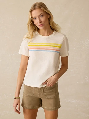 Sunwashed Regenerative Cotton Essential Tee - Summer Sunrise Stripe