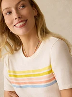 Sunwashed Regenerative Cotton Essential Tee - Summer Sunrise Stripe
