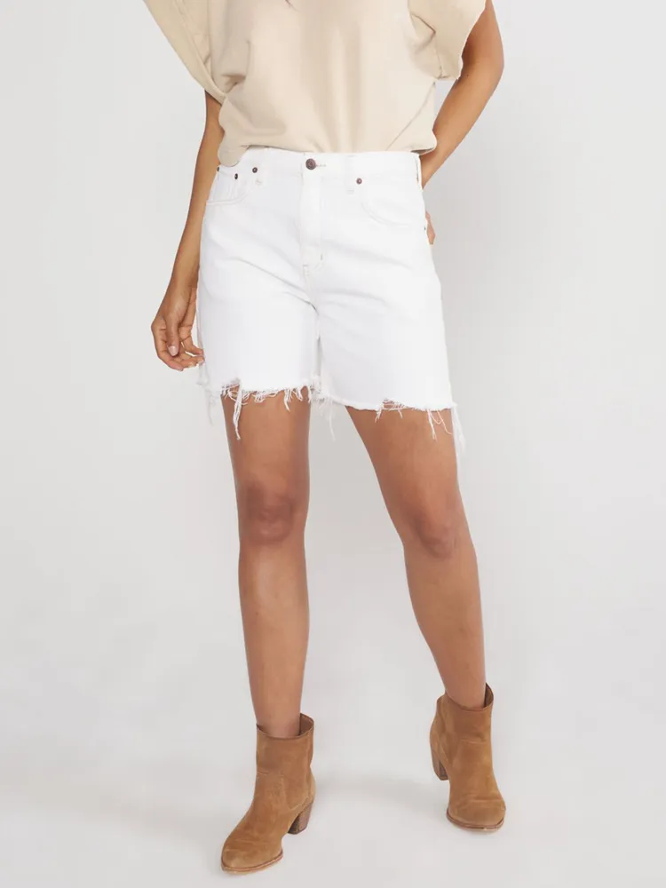 Etica Skylar Cutoff Denim Short - Vintage White