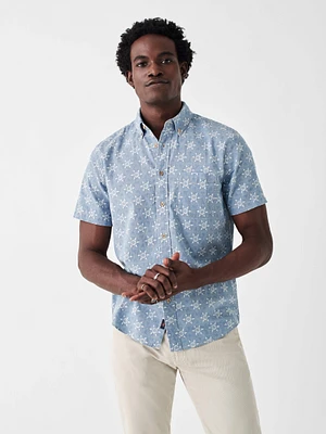 Short-Sleeve Stretch Playa Shirt - Eastern Tile Print