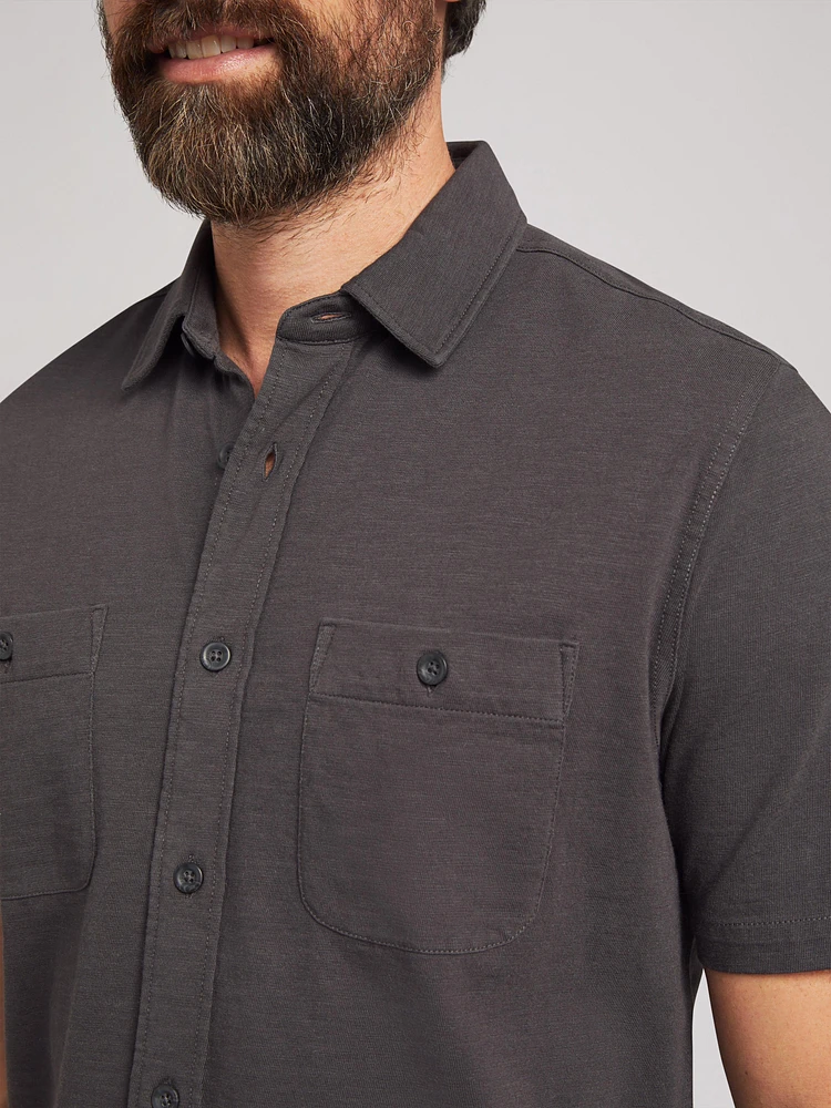 Short-Sleeve Sunwashed Knit Shirt - Washed Black