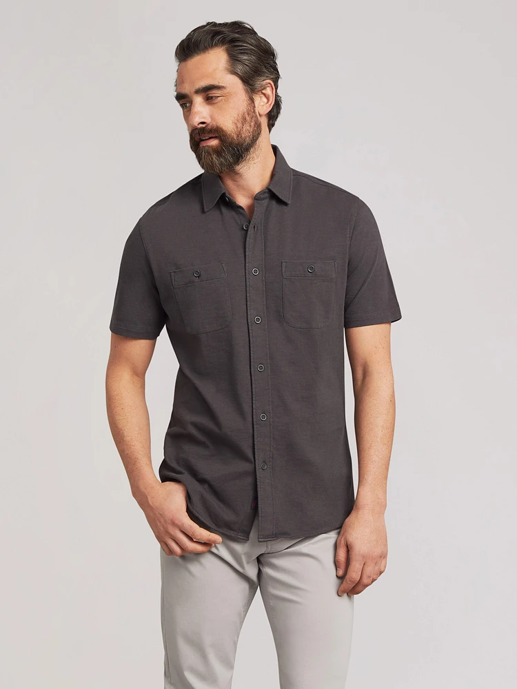 Short-Sleeve Sunwashed Knit Shirt - Washed Black