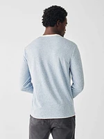 Cloud Cotton Reversible Crew - Ivory Heather Light Blue