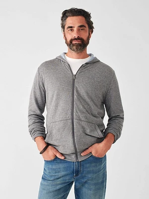 Cloud Cotton Reversible Zip Hoodie - Medium Grey Heather Light Blue
