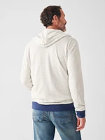 Cloud Cotton Reversible Zip Hoodie - Navy Heather Ivory