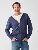 Cloud Cotton Reversible Zip Hoodie - Navy Heather Ivory