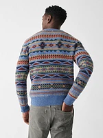 Doug Good Feather Fair Isle Sweater - Blue Winter Night