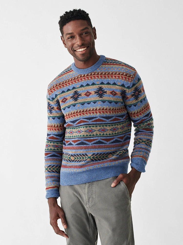 Doug Good Feather Fair Isle Sweater - Blue Winter Night