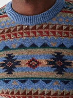 Doug Good Feather Fair Isle Sweater - Blue Winter Night