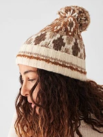 Frost Stripe Fair Isle Beanie - Neutral Peak