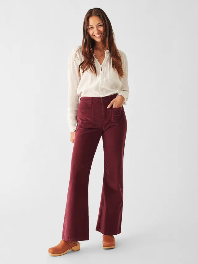 Stretch Cord Wide Leg Pant - Maroon Banner