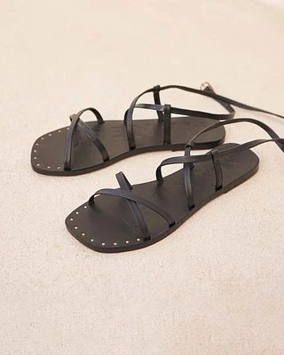 Manebi Leather Wrap Sandal - Black