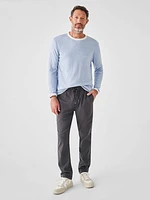 Cloud Cotton Reversible Crew - Ivory Heather Light Blue