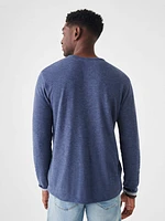 Cloud Cotton Reversible Crew - Navy Heather Prairie Water Stripe