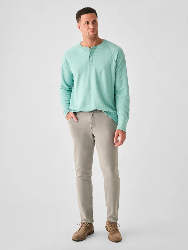 Faherty Cloud Cotton Long-Sleeve Henley - Navy Heather