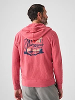 Beach Fleece Zip Hoodie - Venice Red