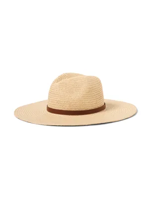 Marina Leather-Trimmed Straw Hat - Natural