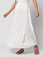 Dream Cotton Gauze Valentina Tiered Skirt - White