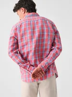 Linen Laguna Shirt - Coral Seas Plaid