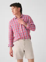 Linen Laguna Shirt - Coral Seas Plaid