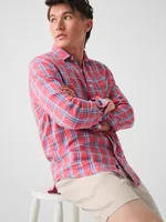 Linen Laguna Shirt - Coral Seas Plaid