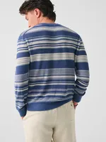 Beach Stripe Linen Sweater - Azure