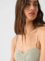 Mandy Smocked Linen Jumpsuit - Desert Sage