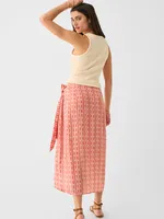 Pacifica Linen Wrap Skirt - Hibiscus Ikat