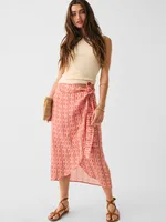 Pacifica Linen Wrap Skirt - Hibiscus Ikat