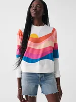 Sunwashed Slub Crewneck - Soleil Sunset Waves