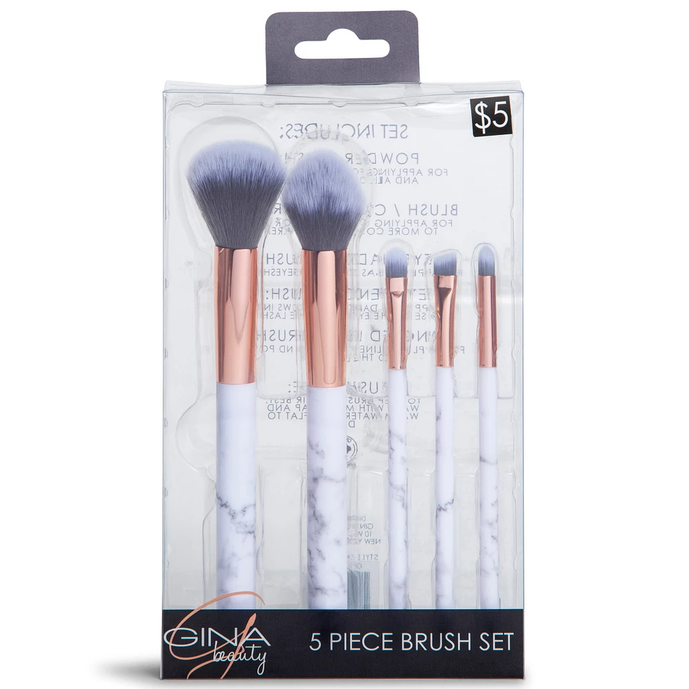 rose gold and faux marble makeup brushes set 4-piece