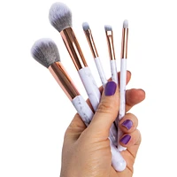 rose gold and faux marble makeup brushes set 4-piece