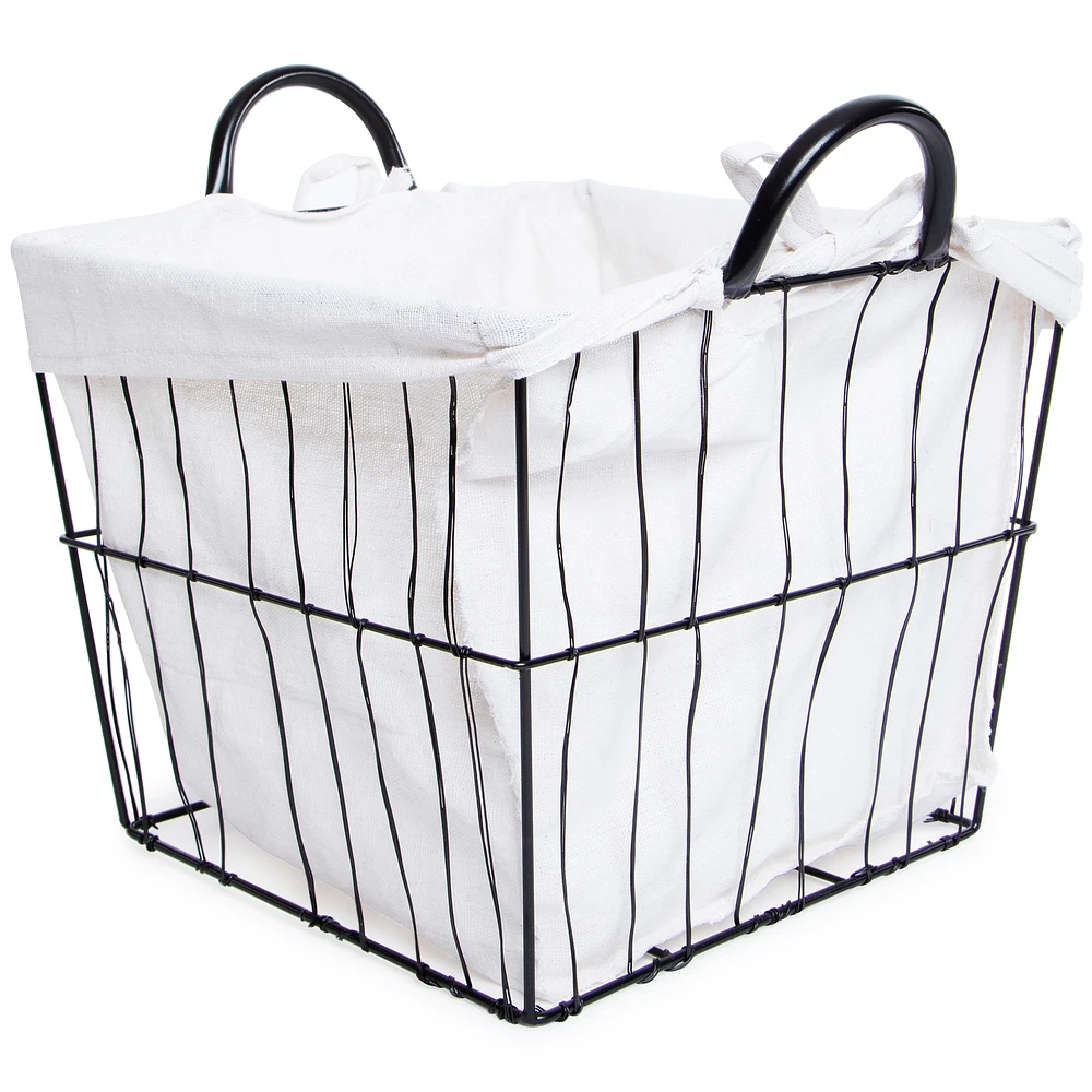 wire storage bin with fabric liner 11in