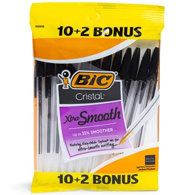 Bic® Cristal® Xtra Smooth Black Ball Pens 12-Count