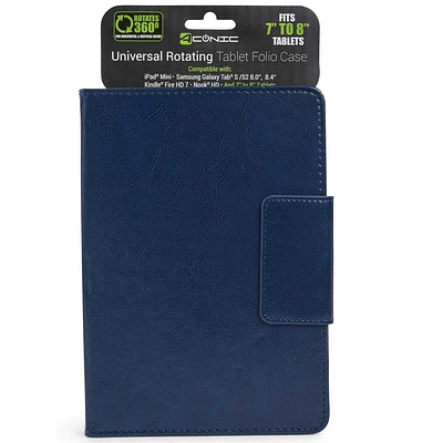 7in To 8in Tablet Folio Case - Blue